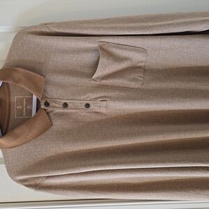 MUTUAL WEAVE BRAND MEN'S BIG & TALL TAN LONG SLEEVE PULLOVER SHIRT SIZE 2XLT